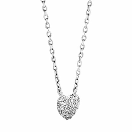 Collier Ti Sento en argent, coeur pavé, 42cm