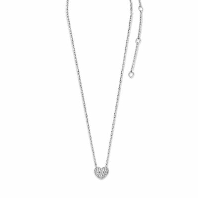 Collier Ti Sento en argent, coeur pavé, 42cm