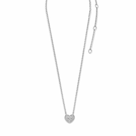 Collier Ti Sento en argent, coeur pavé, 42cm