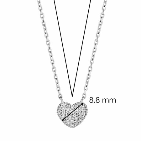 Collier Ti Sento en argent, coeur pavé, 42cm