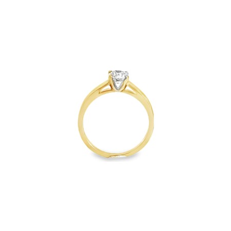 Solitaire en or jaune, or blanc et diamant