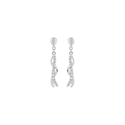 Boucles d'oreilles pendantes en or blanc et oxydes de zirconium