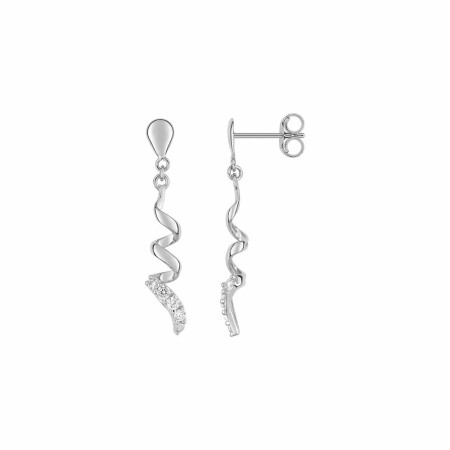 Boucles d'oreilles en or blanc et oxyde de zirconium