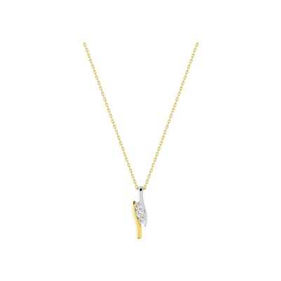 Collier en or jaune et oxyde de zirconium, taille 42cm