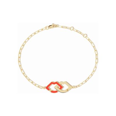 Bracelet dinh van 2 Lips en or jaune et laque rouge