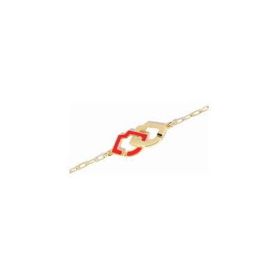 Bracelet dinh van 2 Lips en or jaune et laque rouge