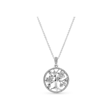 Collier Pandora People arbre de vie scintillant en argent et oxyde de zirconium, 80cm