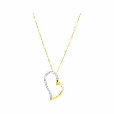 Collier en or jaune, rhodium et oxydes de zirconium