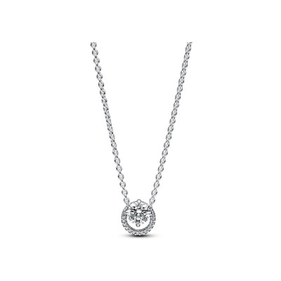 Collier Pandora Halo Rond Scintillant en argent et oxydes de zirconium, 45 cm