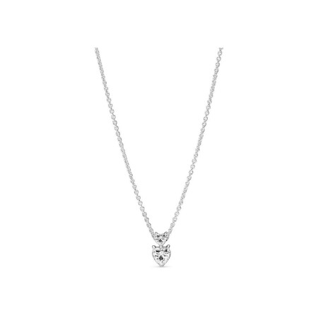 Collier Pandora Scintillant Pendentif Cœur Double en argent, 45cm