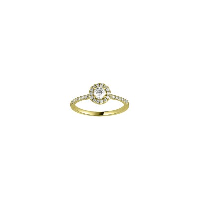 Solitaire accompagnés en or jaune et diamants