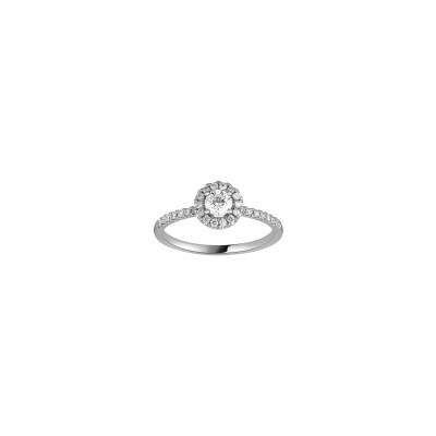 Solitaire accompagnés en or blanc et diamant