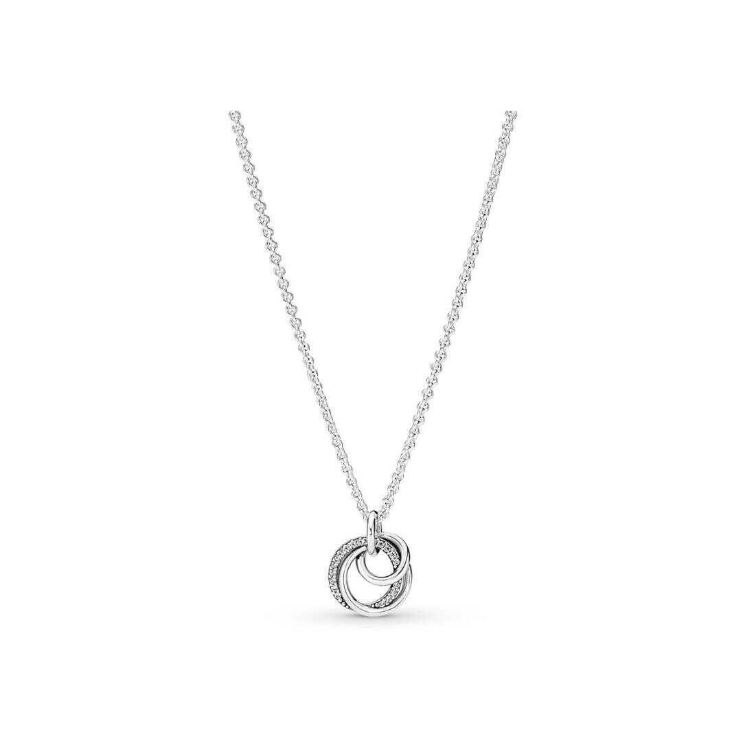 Collier Pandora Pendentif Cercles Ma Famille Pour Toujours en argent, 60cm