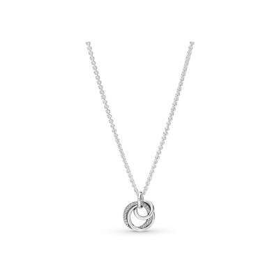 Collier Pandora Pendentif Cercles Ma Famille Pour Toujours en argent, 60cm