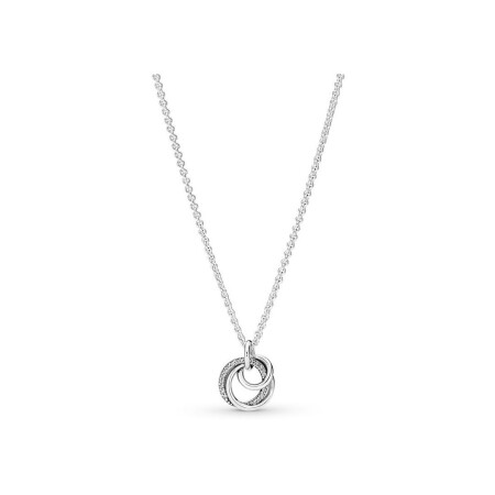 Collier Pandora Pendentif Cercles Ma Famille Pour Toujours en argent, 60cm