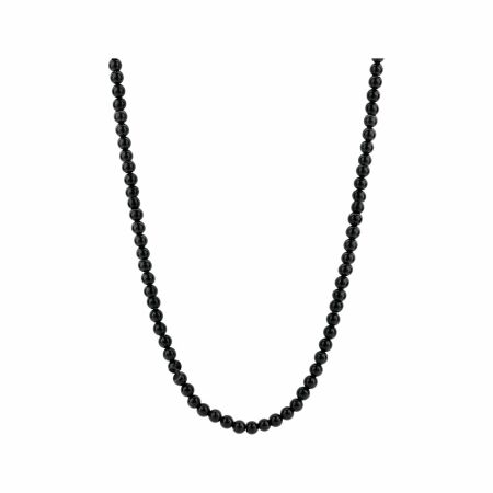 Collier Ti Sento en argent rhodié, boules noires, 42cm