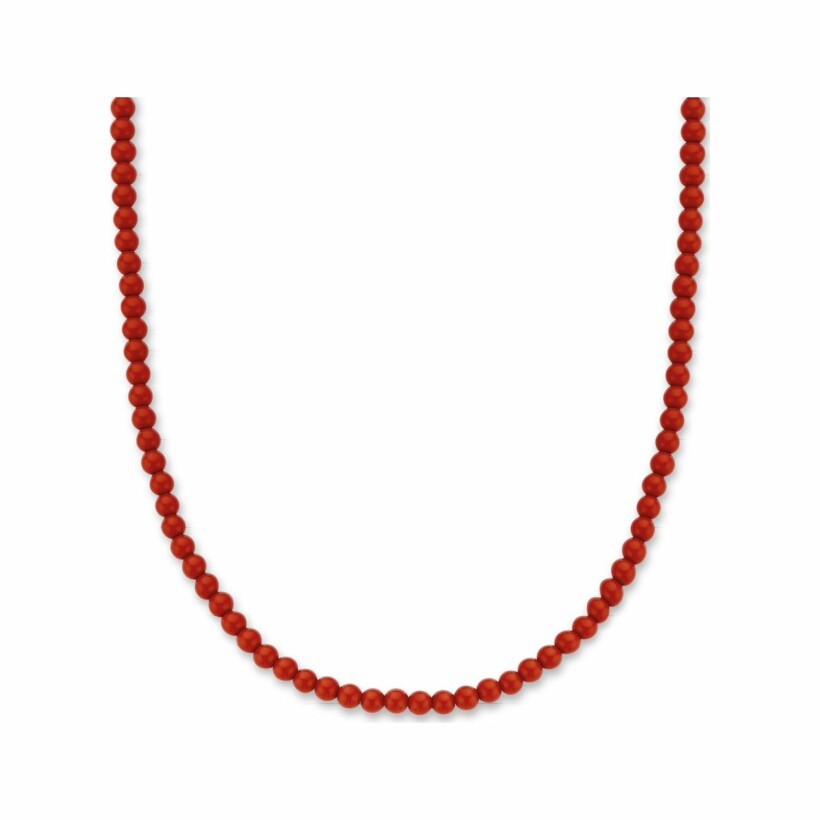 Collier Ti Sento en argent et pierre synthétique rouge, 42cm