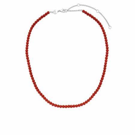 Collier Ti Sento en argent et pierre synthétique rouge, 42cm