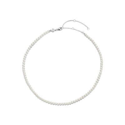 Collier Ti Sento en argent plaqué platine et perles