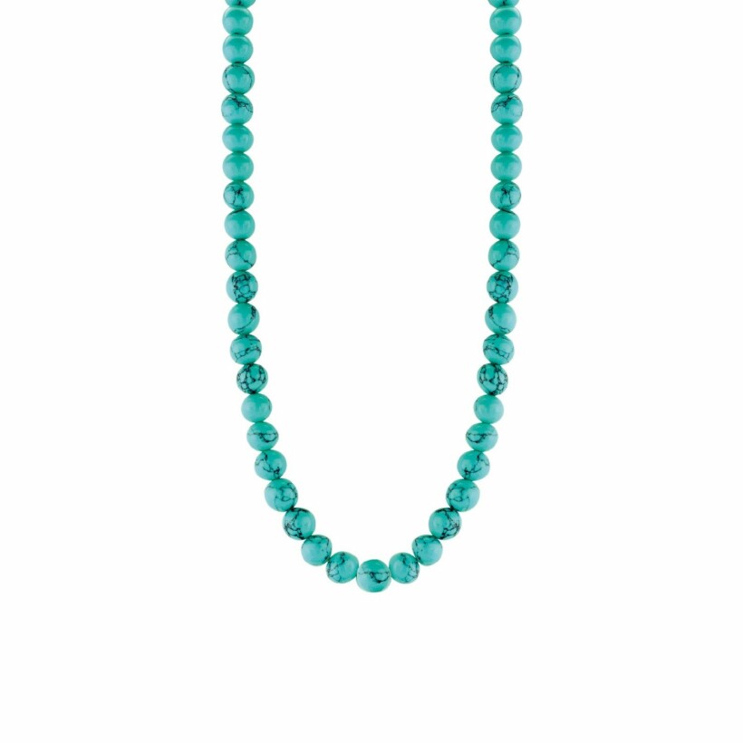 Collier Ti Sento en argent et pierres synthétiques turquoises, 42cm