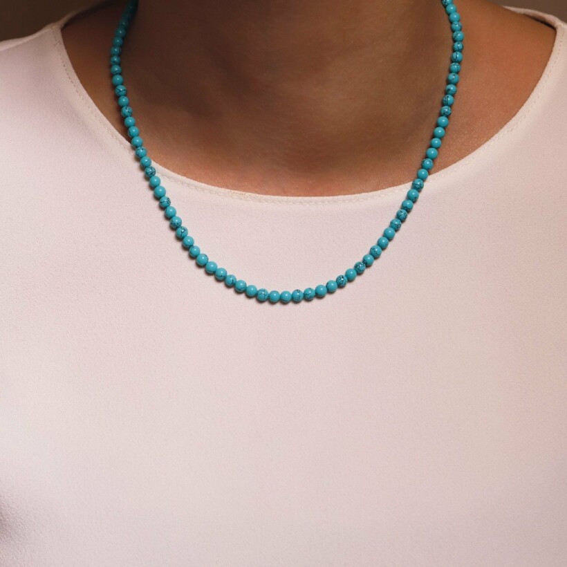 Collier Ti Sento en argent et pierres synthétiques turquoises, 42cm