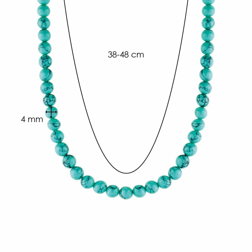 Collier Ti Sento en argent et pierres synthétiques turquoises, 42cm