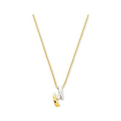 Collier en or jaune, rhodium et oxydes de zirconium