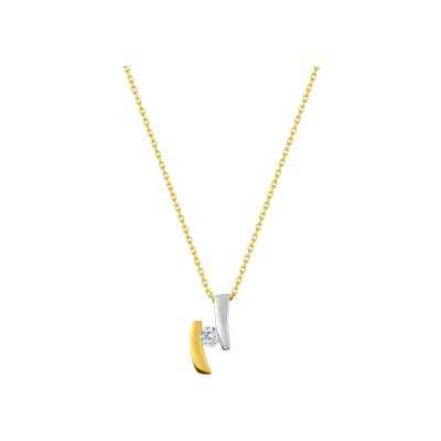 Collier en or jaune et oxyde de zirconium