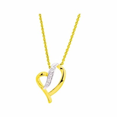 Collier en or jaune, or blanc et diamants de 0.03ct, 42cm