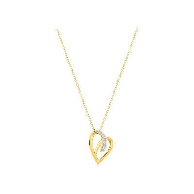 Collier en or jaune et diamant 0.02ct, taille 42cm