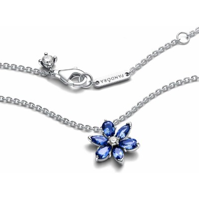 Collier Pandora Herbier Bleu Scintillant en argent, oxyde de zirconium et cristaux