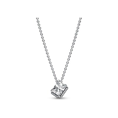 Collier Pandora Timeless Halo Scintillant Rectangulaire en argent, 45cm