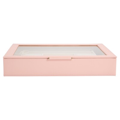 Boîte à bijoux vitrée Wolf 1834 Sophia en cuir quartz rose