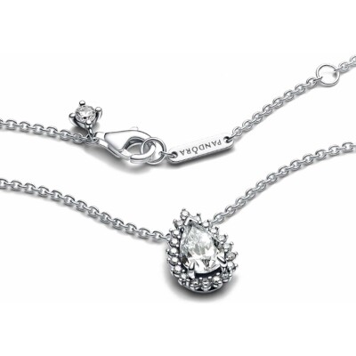 Collier Pandora Halo Poire Scintillante en argent et oxydes de zirconium, 45 cm