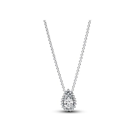 Collier Pandora Halo Poire Scintillante en argent et oxydes de zirconium, 45 cm