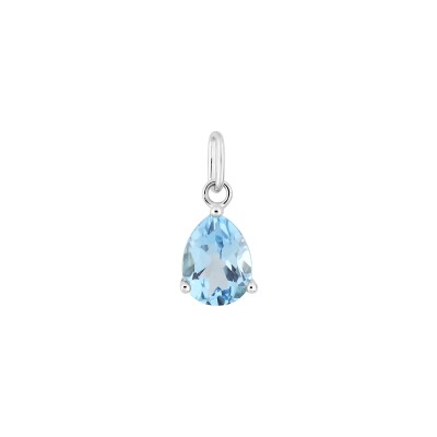 Pendentif en or blanc et topaze bleue