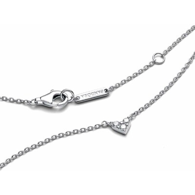 Collier Pandora Coeur Trois Pierres en argent et oxyde de zirconium, taille 45 cm