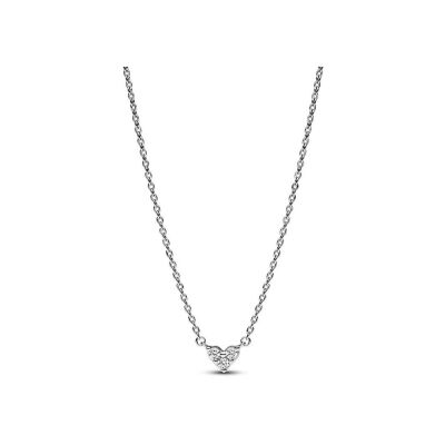 Collier Pandora Coeur Trois Pierres en argent et oxyde de zirconium, taille 45 cm