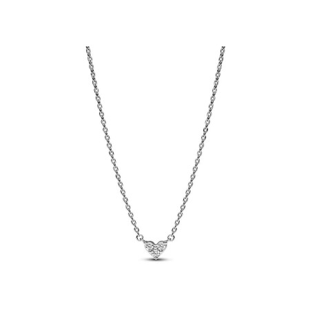 Collier Pandora Coeur Trois Pierres en argent et oxyde de zirconium, taille 45 cm