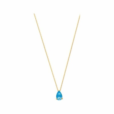 Collier en or jaune et topaze bleue, 42cm