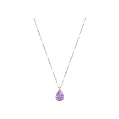 Collier en or blanc et améthyste, taille 42cm