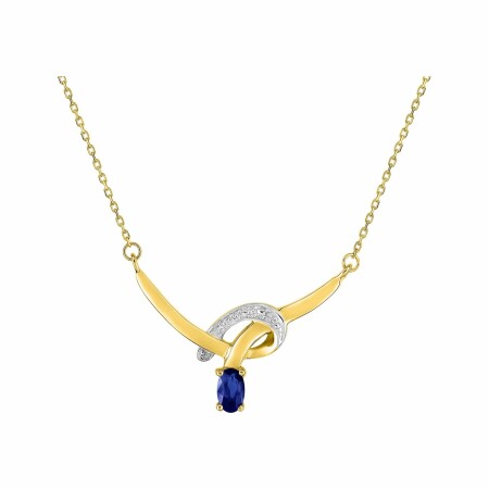 Collier en or jaune, rhodium et saphir 0.31ct