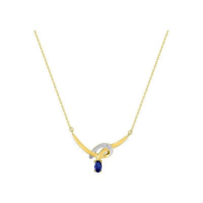 Collier en or jaune et saphir