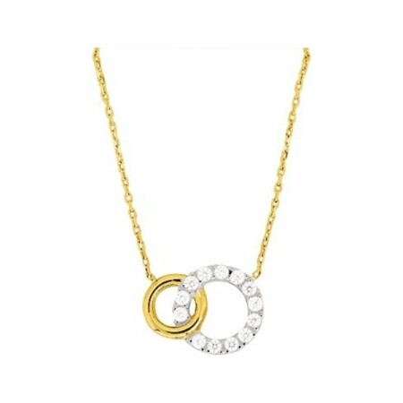 Collier en or jaune, or blanc et oxydes de zirconium