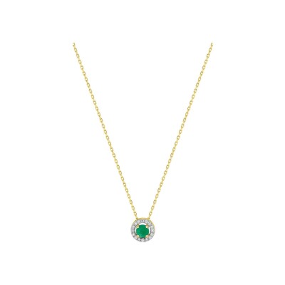 Collier en or jaune, émeraude et oxyde de zirconium
