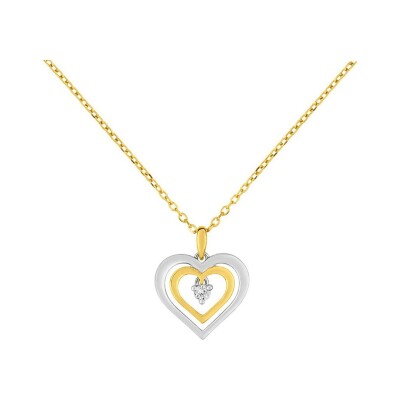 Collier en or jaune, or blanc et diamant 0.01ct