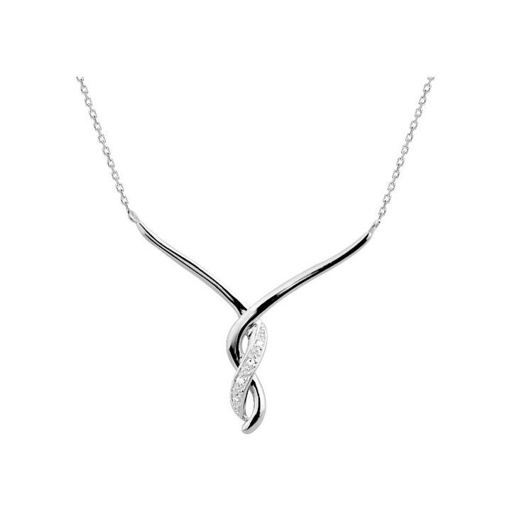 Collier en or blanc et diamant 0.02ct