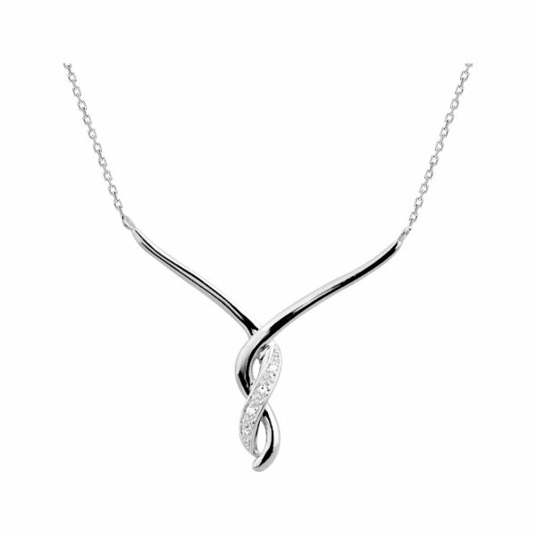 Collier en or blanc et diamants 0.02ct