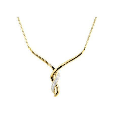 Collier en or jaune rhodié et diamant 0.02ct