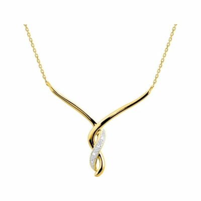 Collier en or jaune, rhodium et diamants 0.02ct